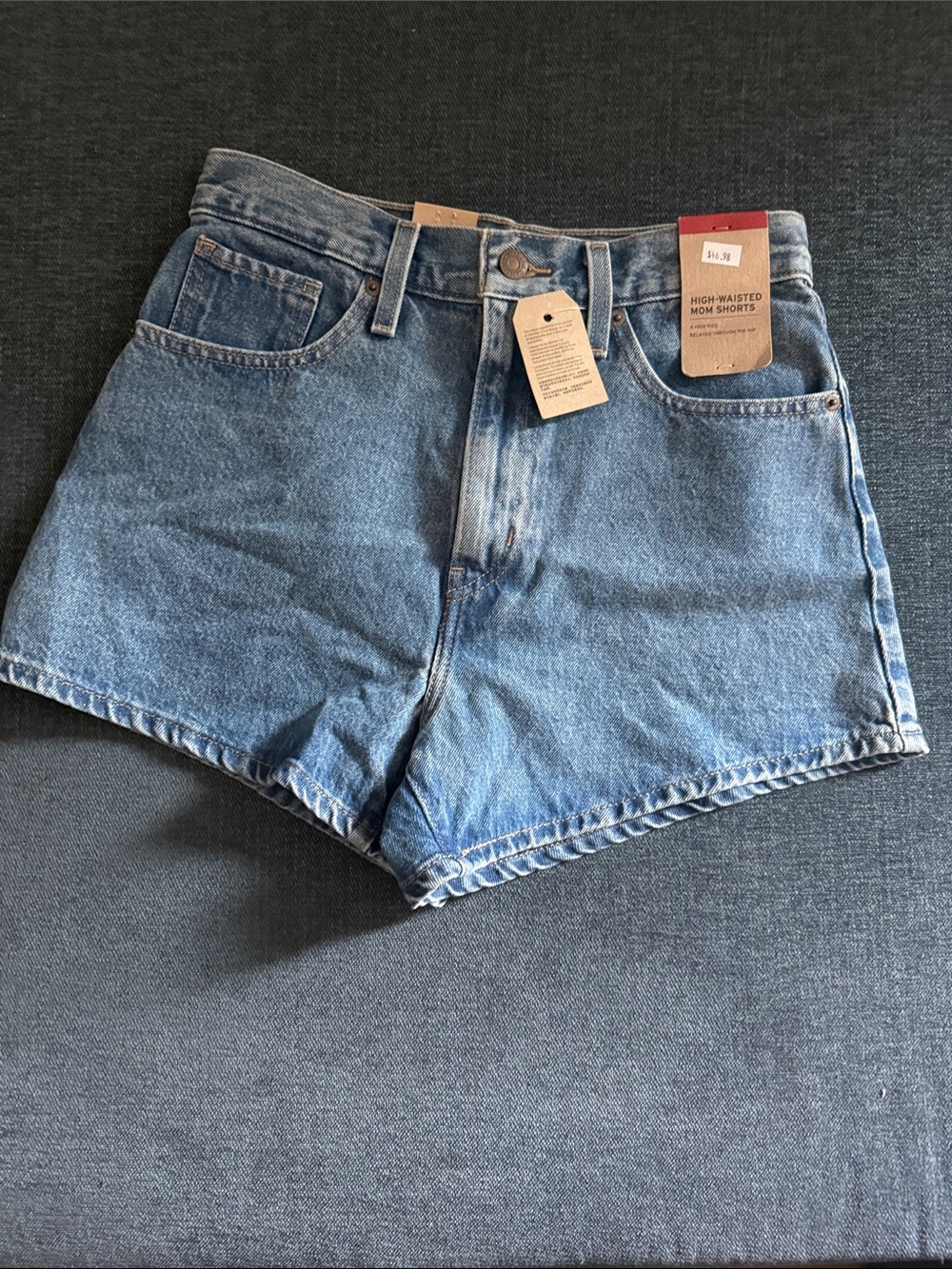 High-Waist Mom Shorts in Light Blue Denim